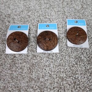 Le Bouton 3 Pack Coconut Shell Buttons 2 Inch 50mm Brown Round 2-Hole 821408380